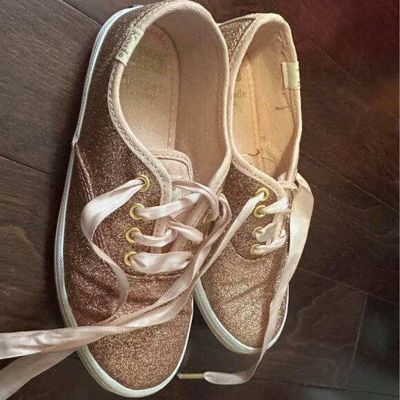 Girls size 13 Kate Spade rose glitter keds sneakers - Picture 2 of 3